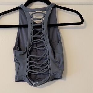 ALO Yoga Movement High Neck Crop Tank In Gray Size XS